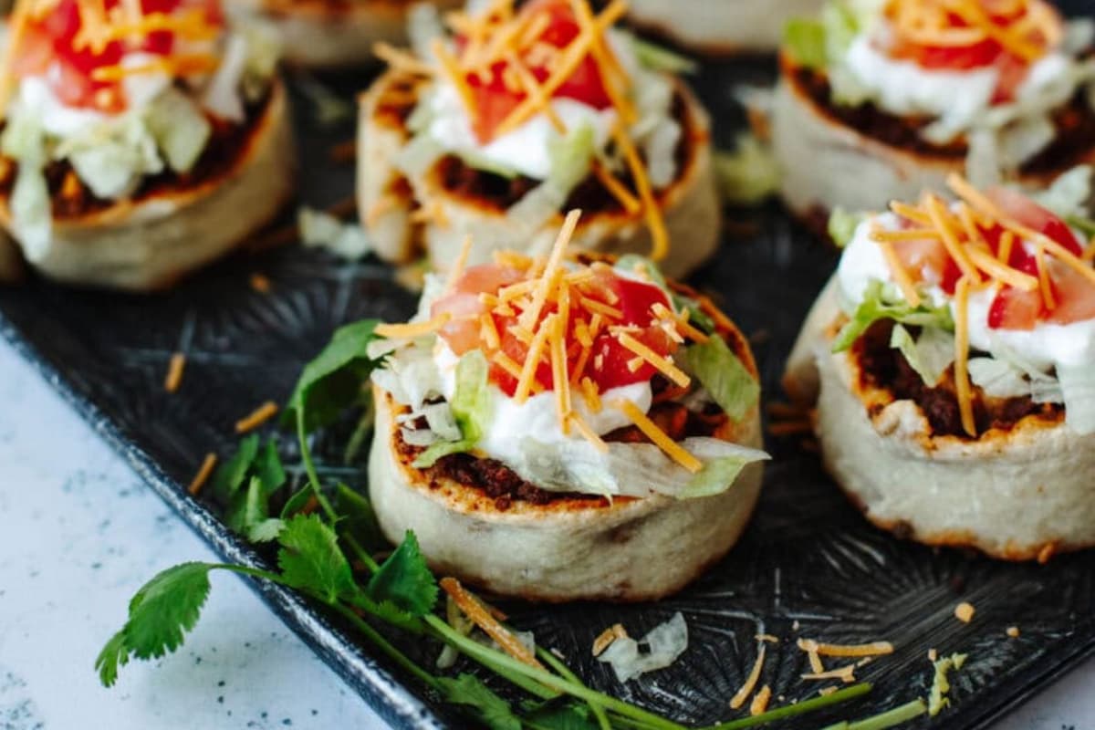 A plate of Taco Pinwheels.