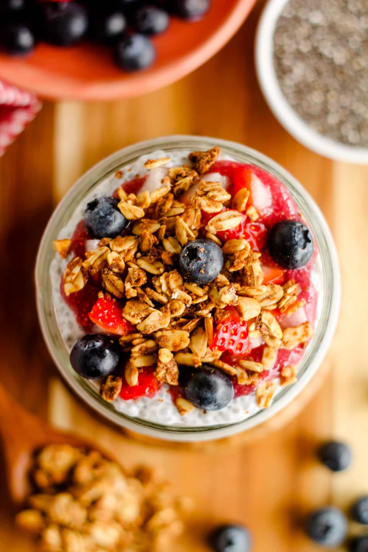 A jar of chia pudding.