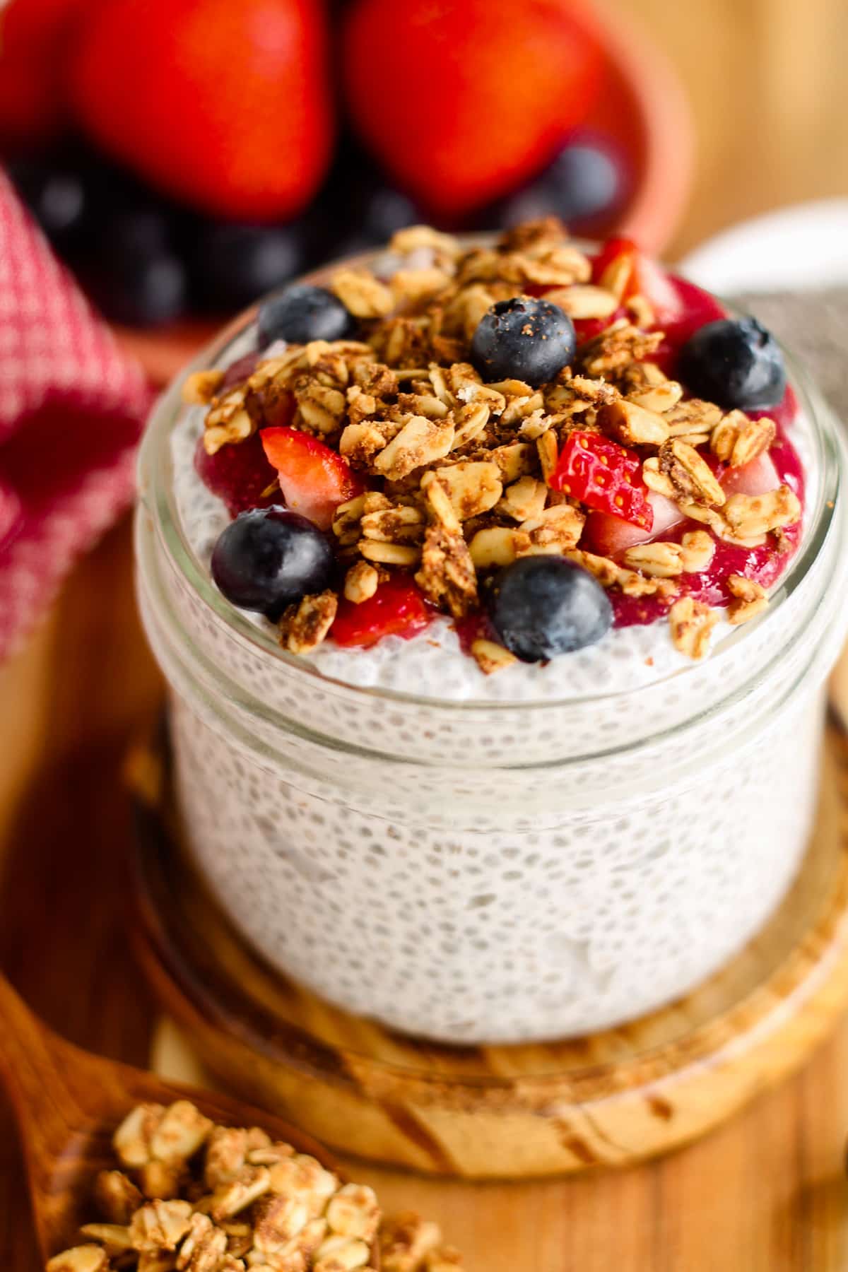 A jar of chia pudding.