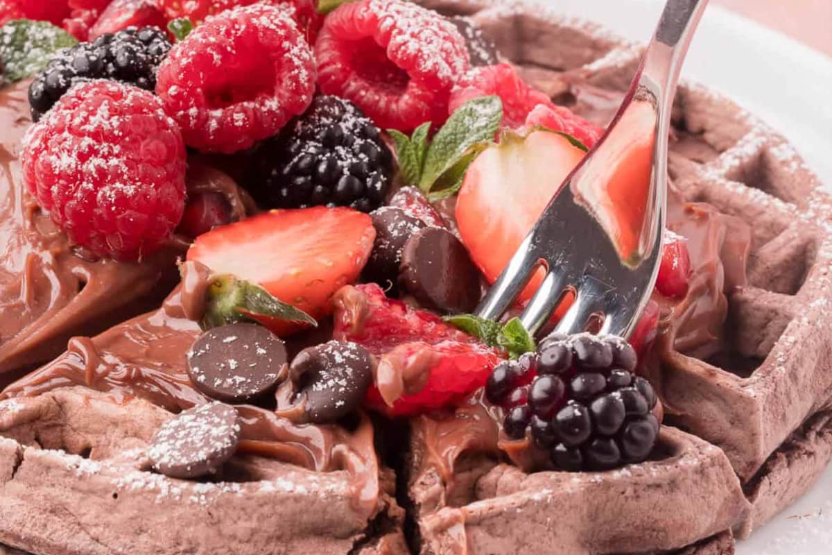 A plate of Chocolate Waffles.