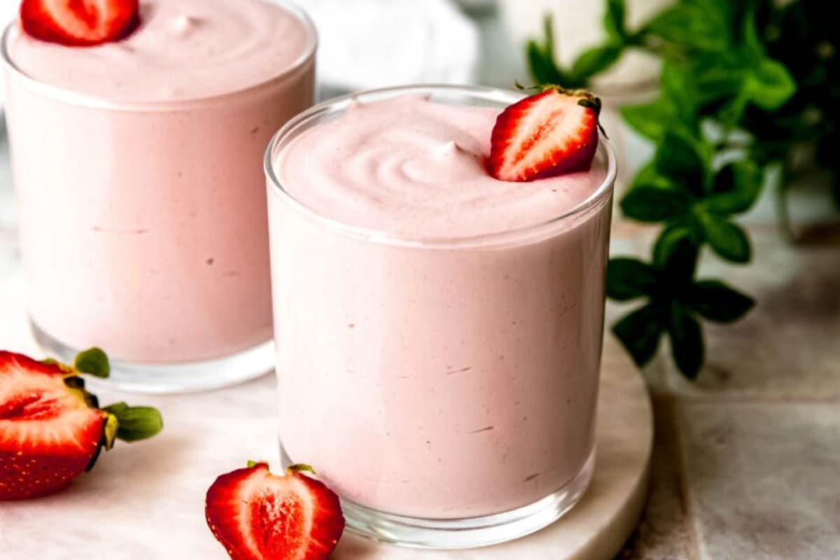 Dishes of Protein Strawberry Fluff.