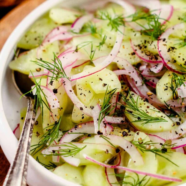 A dish of cucumber salad.