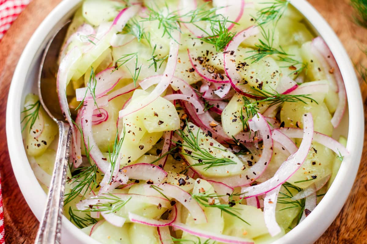 A dish of cucumber salad.