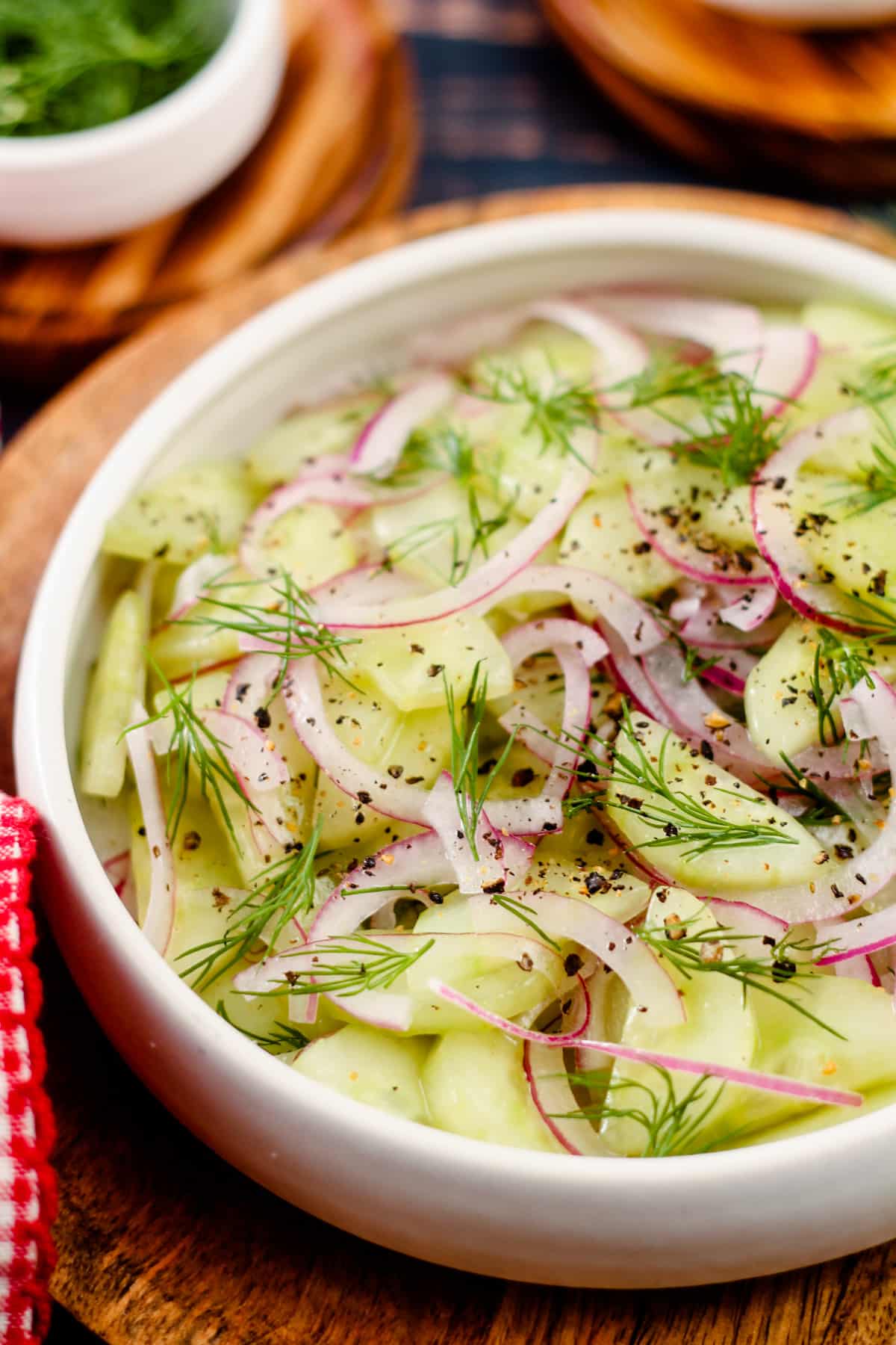 A dish of cucumber salad.