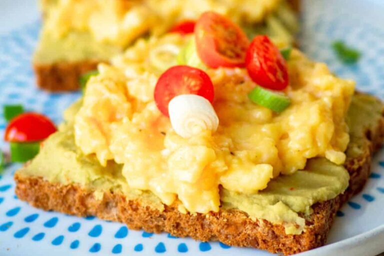 A plate of High Protein Avocado Toast.
