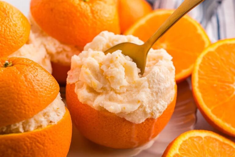 A dish of Orange Sorbet.