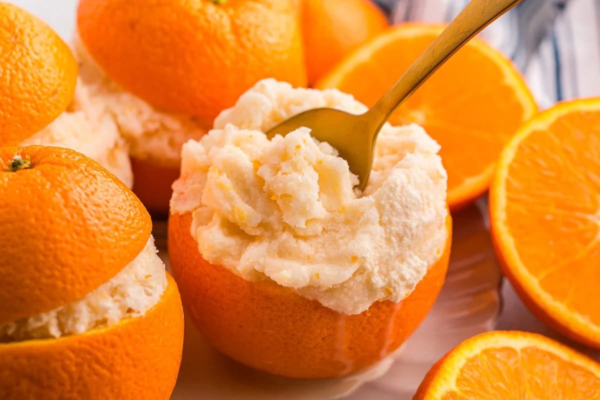 A dish of Orange Sorbet.