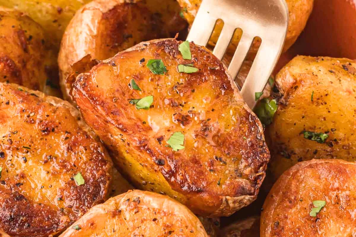 A plate of Air Fryer Roast Potatoes.