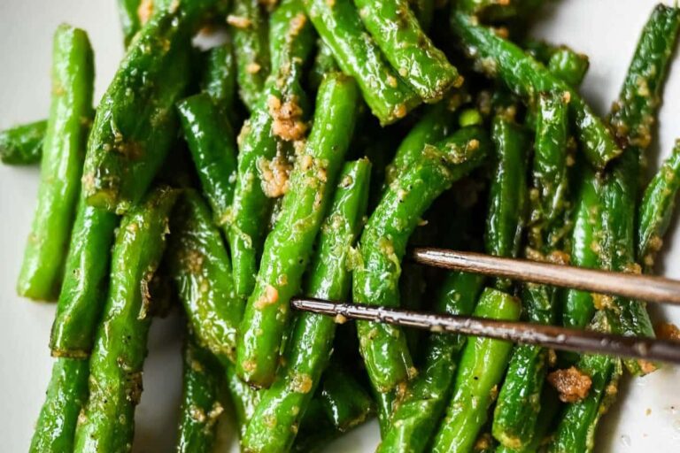 A plate of Din Tai Fung Green Beans.