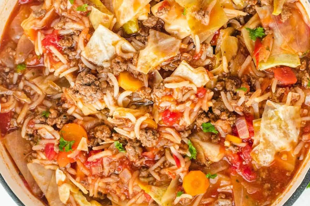 A dish of Cabbage Roll Soup.