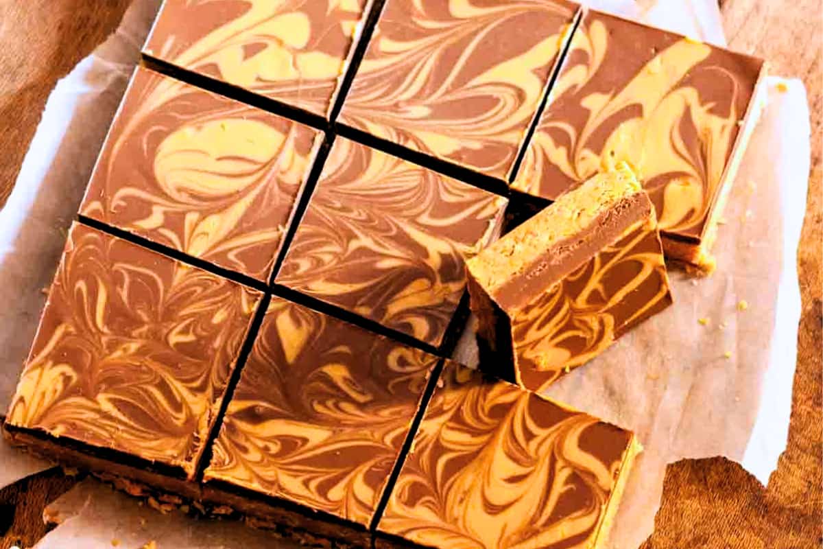 A plate of Chocolate Peanut Butter Oatmeal Bars.