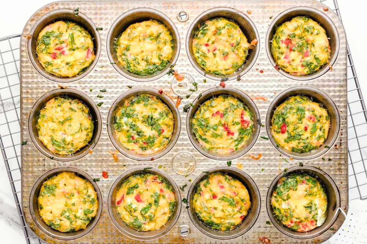 A dish of Spinach Egg Bites.