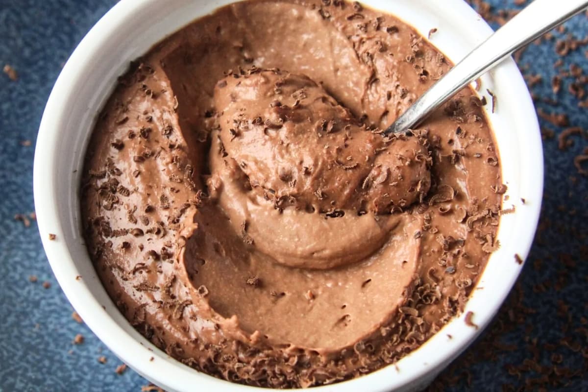 A dish of Cauliflower Chocolate Mousse.