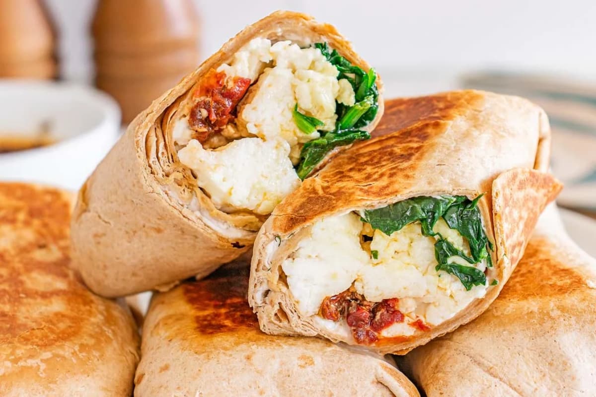 A dish of Starbucks Copycat Spinach Feta Wrap.