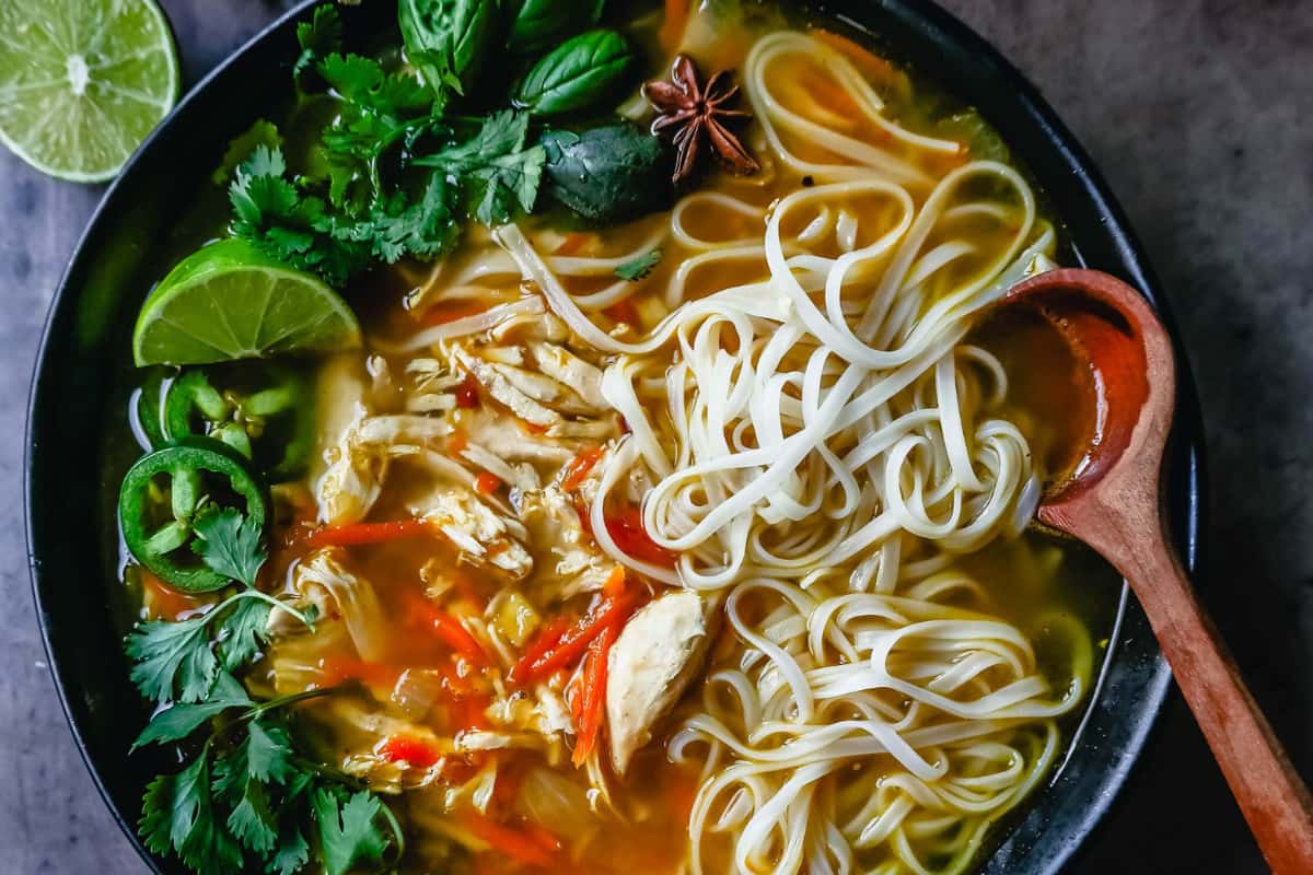A bowl of Phony Pho Chicken Broth Bowls.