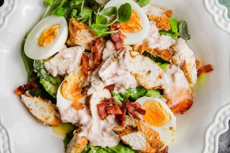 A dish of Keto Chicken Caesar Salad.
