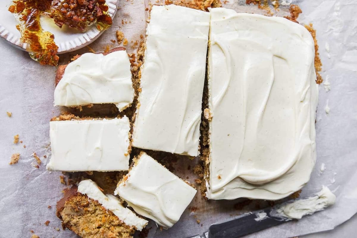 A dish of Easy Almond Flour Carrot Cake.