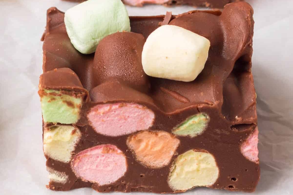 A dish of Chocolate Confetti Bars.