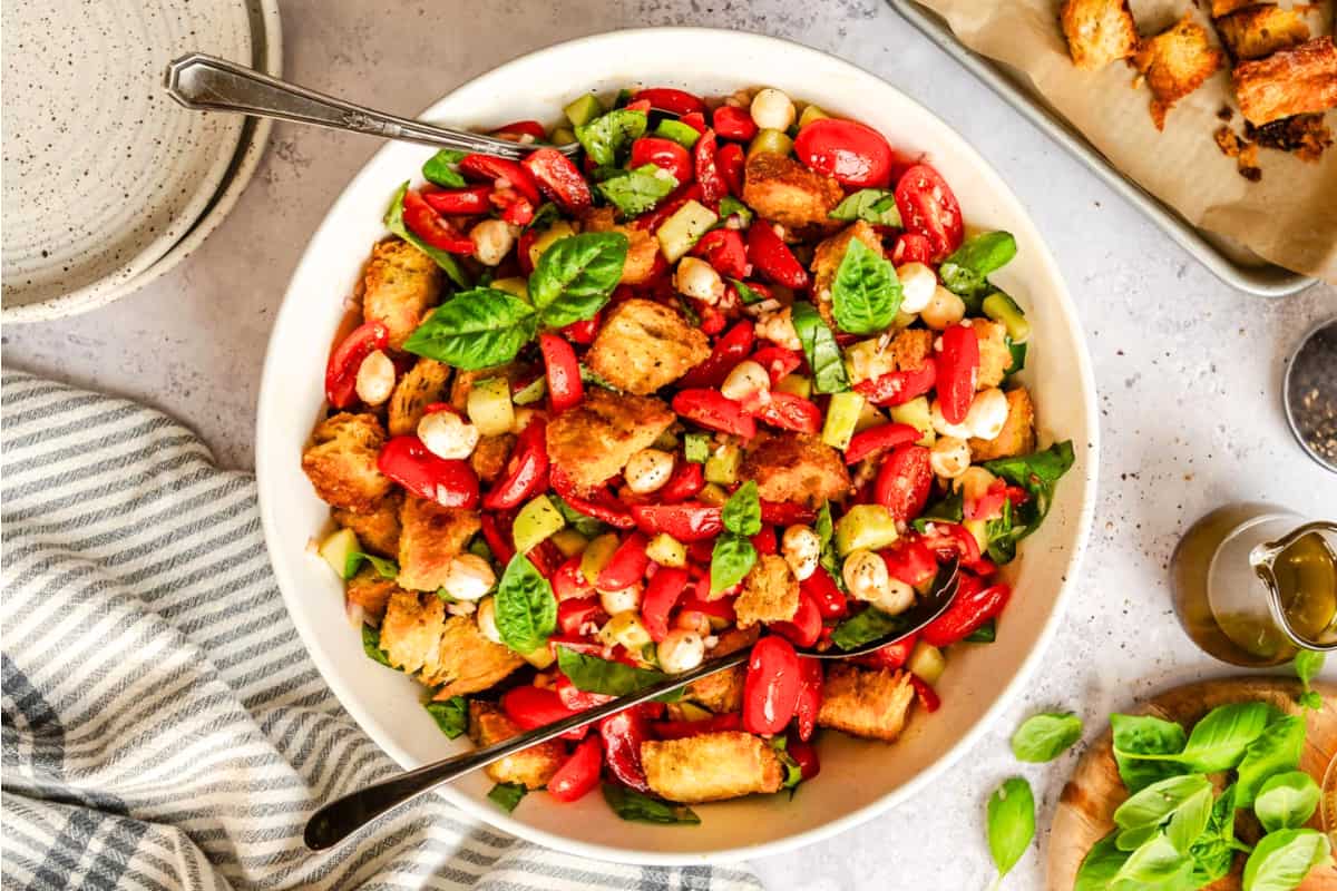 A bowl of Panzanella Recipe.