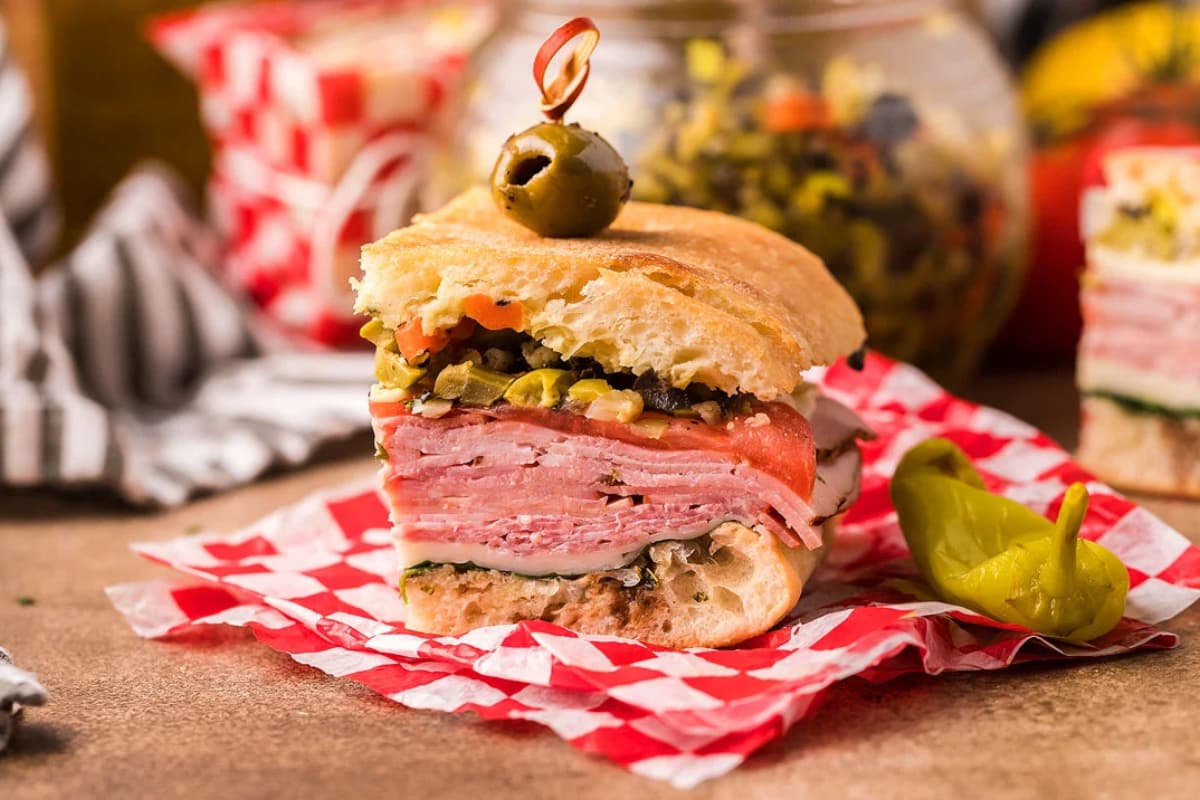 A plate of Pressed Italian Picnic Sandwiches.