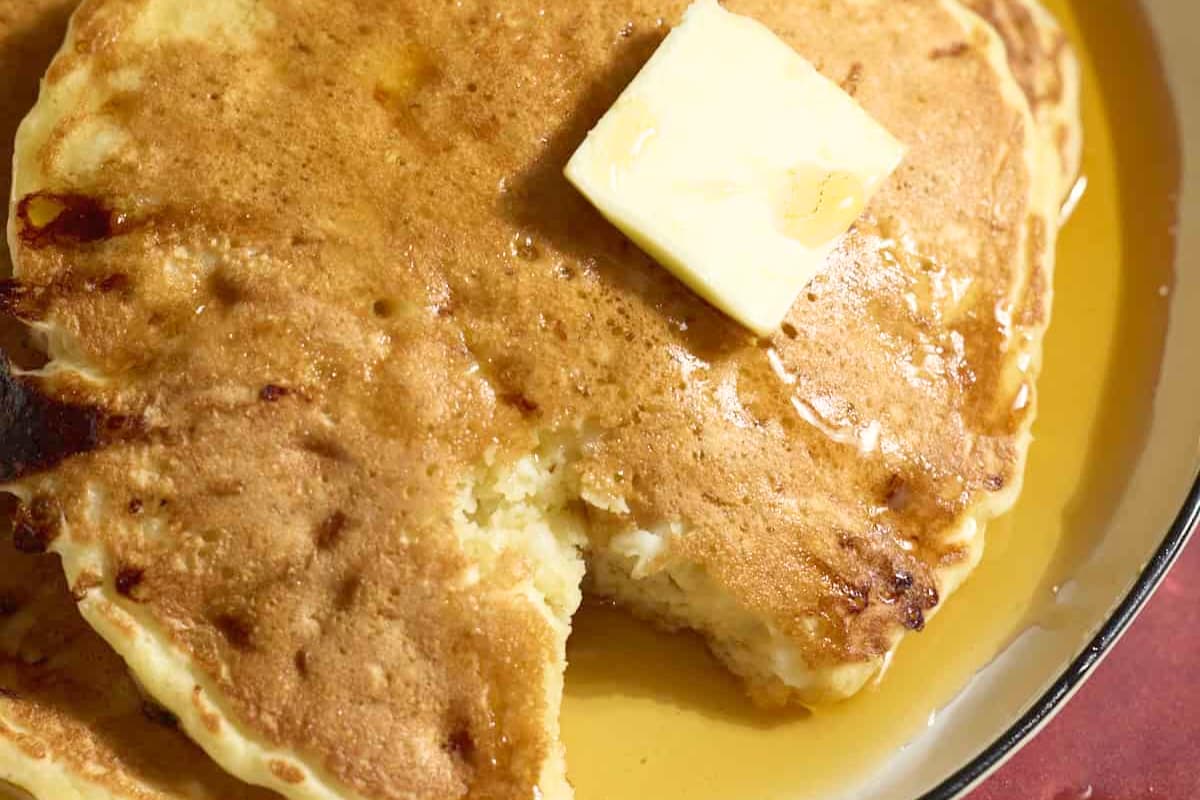 A plate of Sourdough Protein Pancakes.