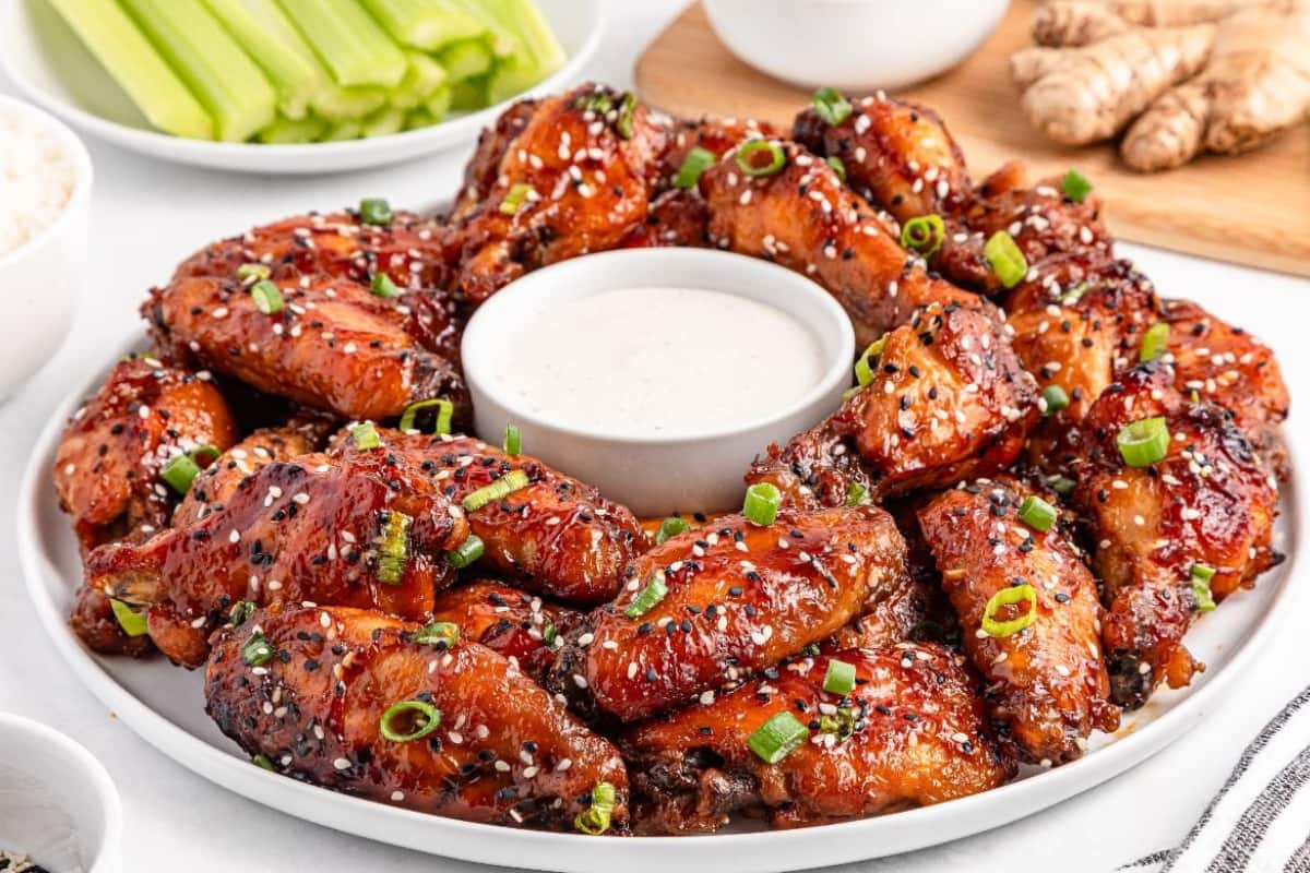 A plate of Slow Cooker Teriyaki Wings.