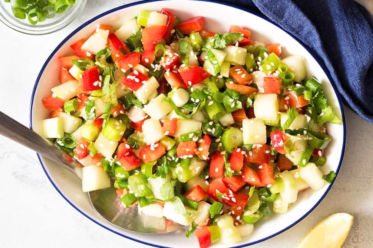 A bowl of Green Onion Salad.
