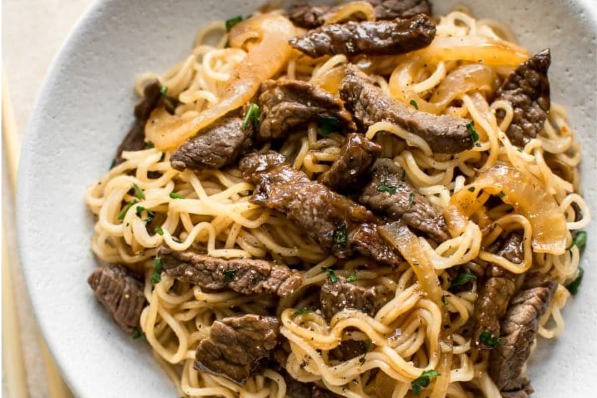 A dish of Beef and Noodles.