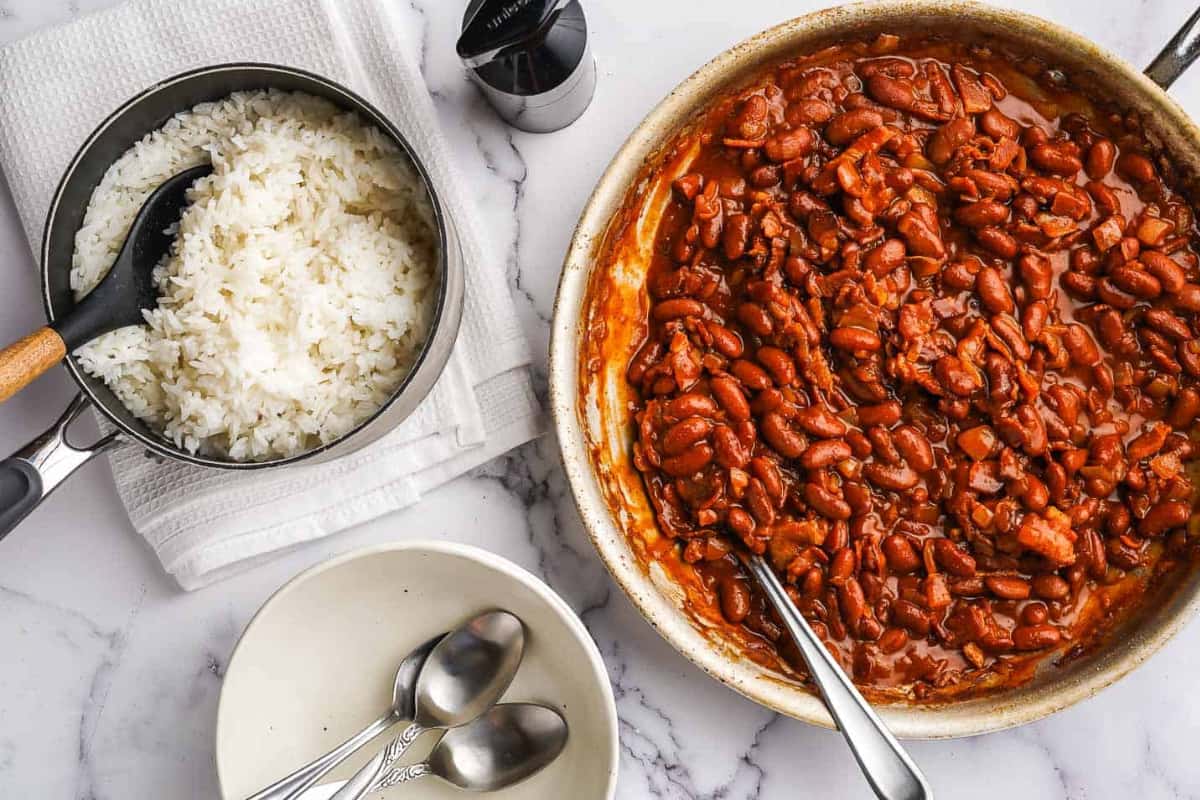A dish of Quick Red Beans and Rice.