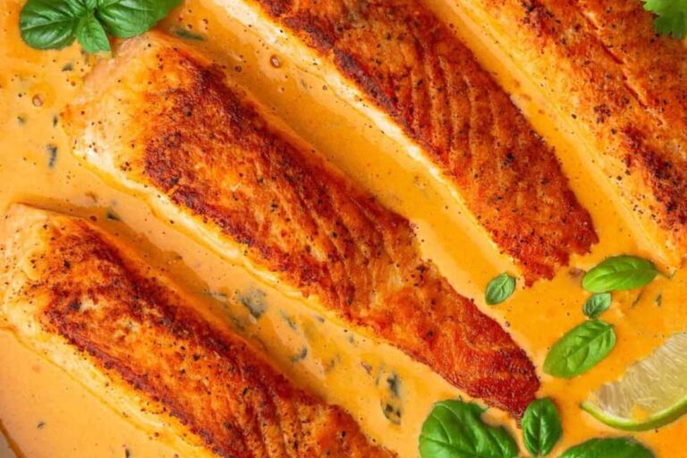 A dish of Coconut Curry Salmon.