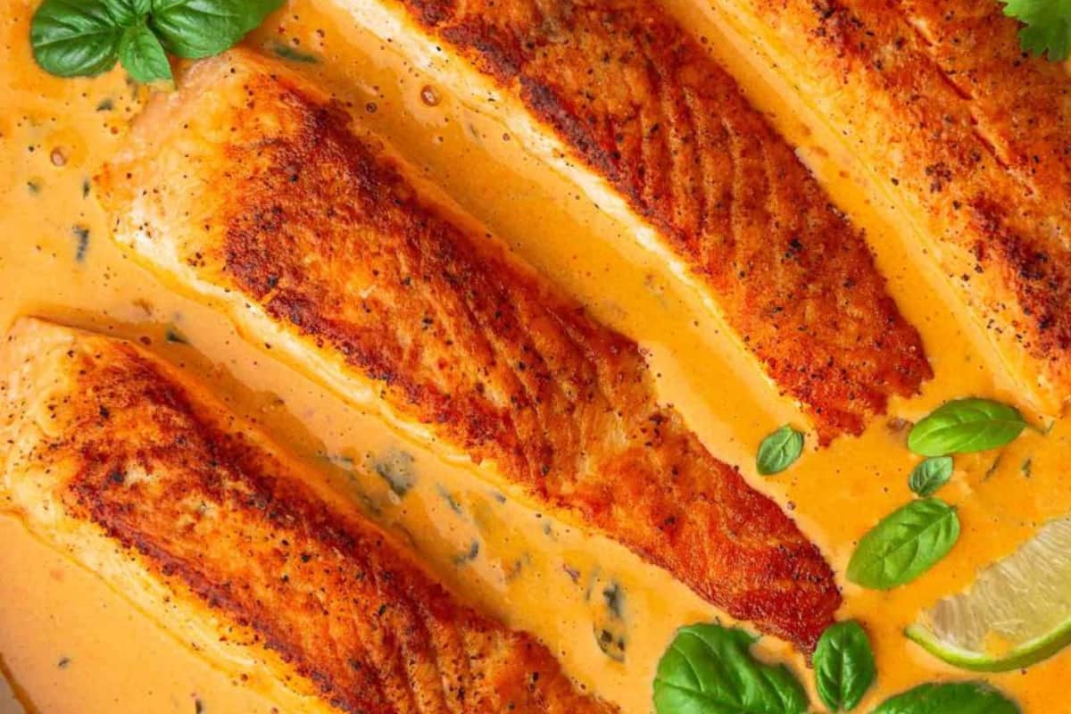 A dish of Coconut Curry Salmon.