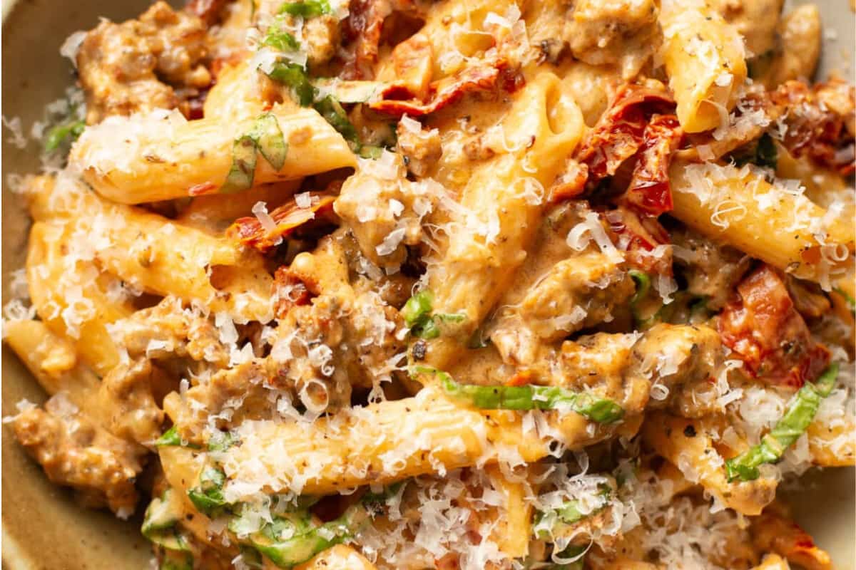 A dish of Marry Me Italian Sausage Pasta.