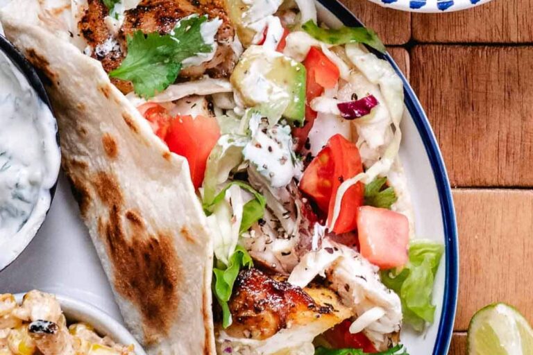 A plate of Grilled Red Snapper Tacos.