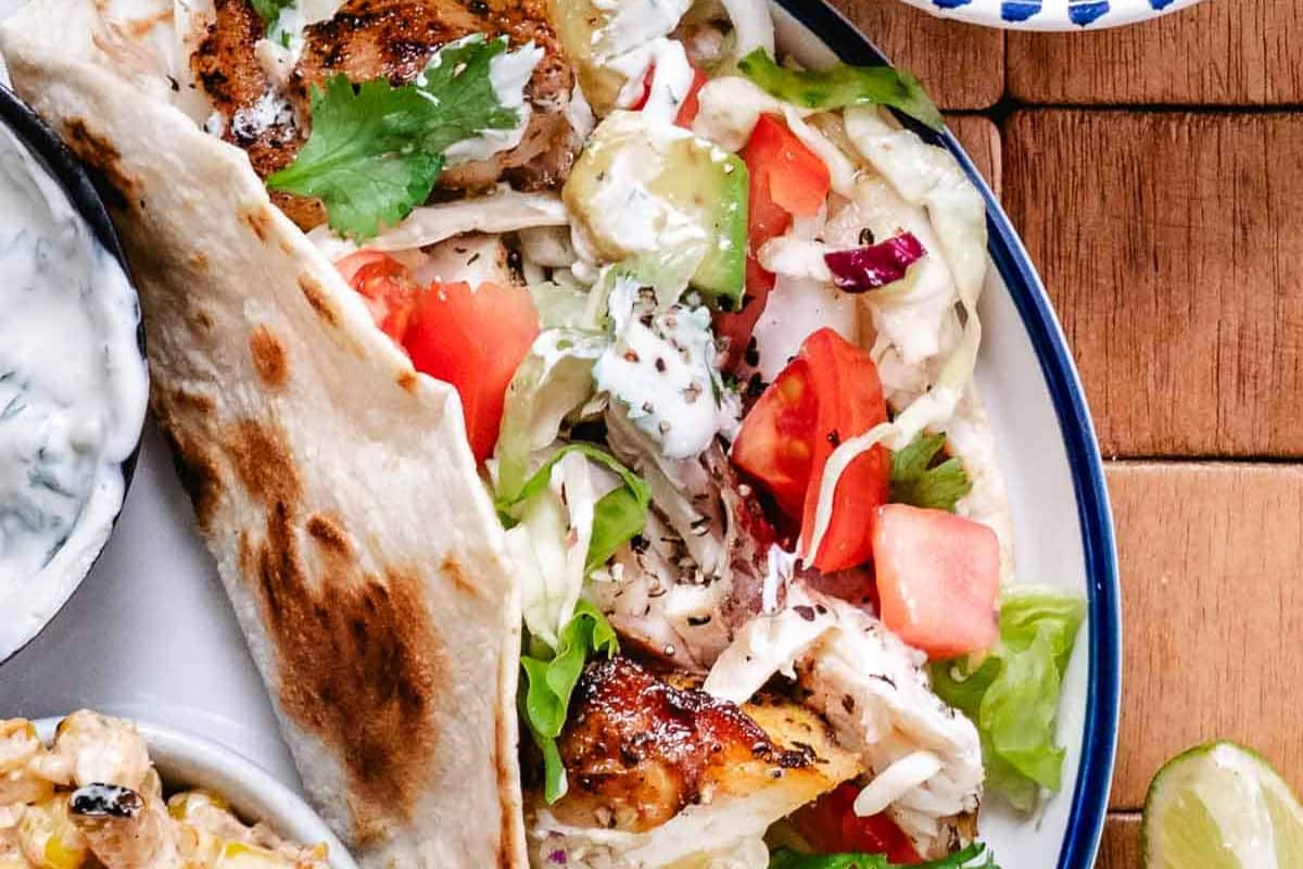 A plate of Grilled Red Snapper Tacos.