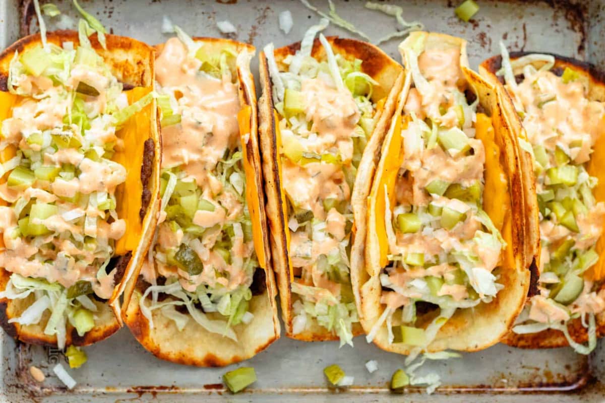 A tray of Big Mac Smash Tacos.
