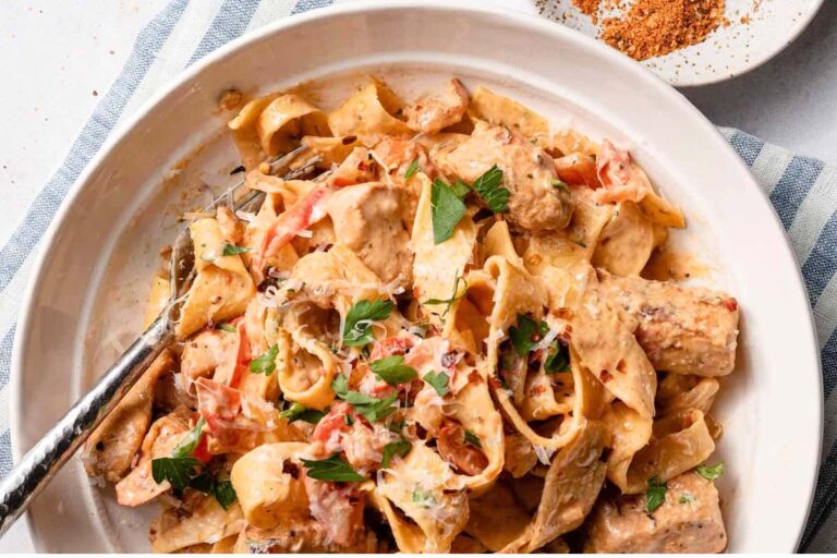 A dish of Creamy Cajun Chicken Pasta.