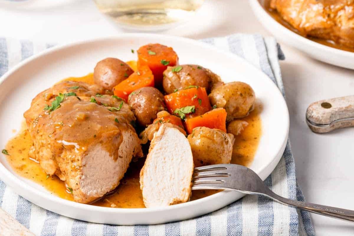 A plate of Dutch Oven Chicken Breast.
