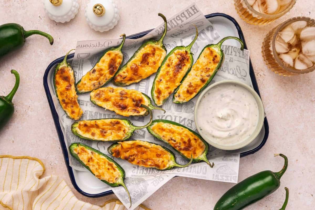 A dish of Air Fryer Jalapeño Poppers.