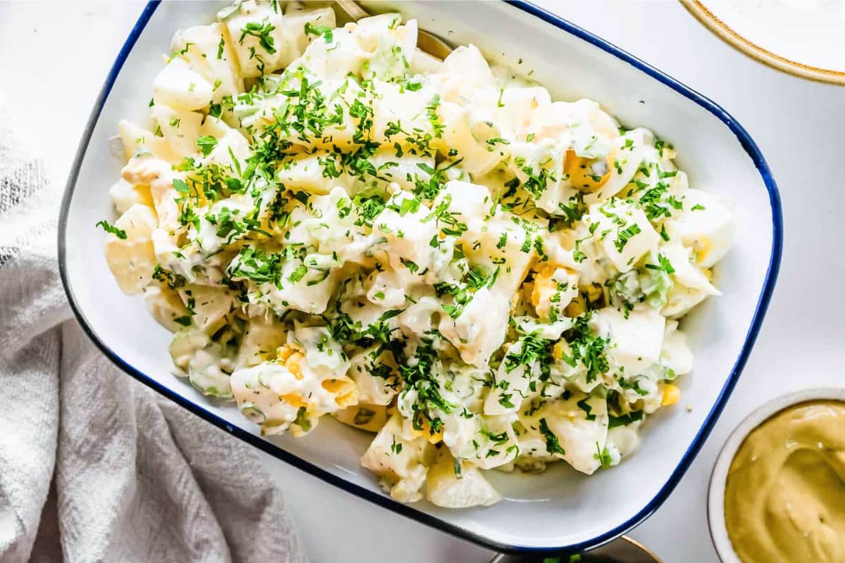 A dish of Classic American Potato Salad.
