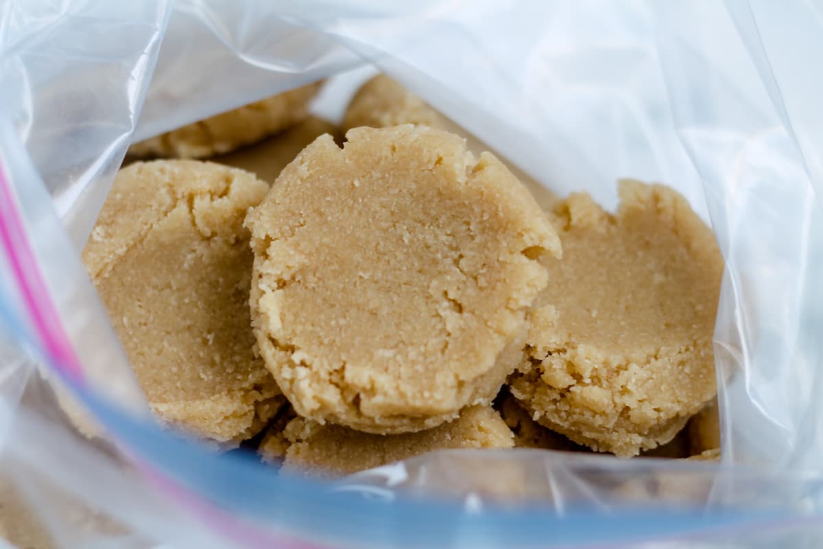 A bag of frozen sugar cookie dough.