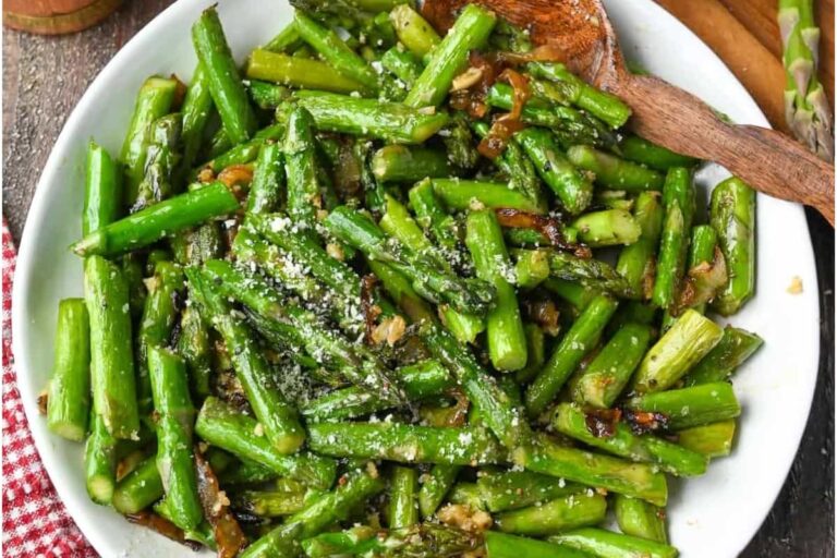 A dish of Pan Fried Asparagus.