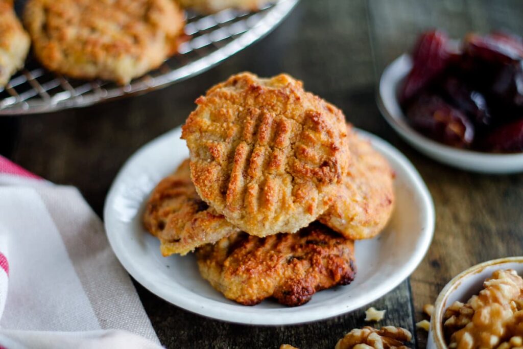 Healthy banana cookies on a plate.