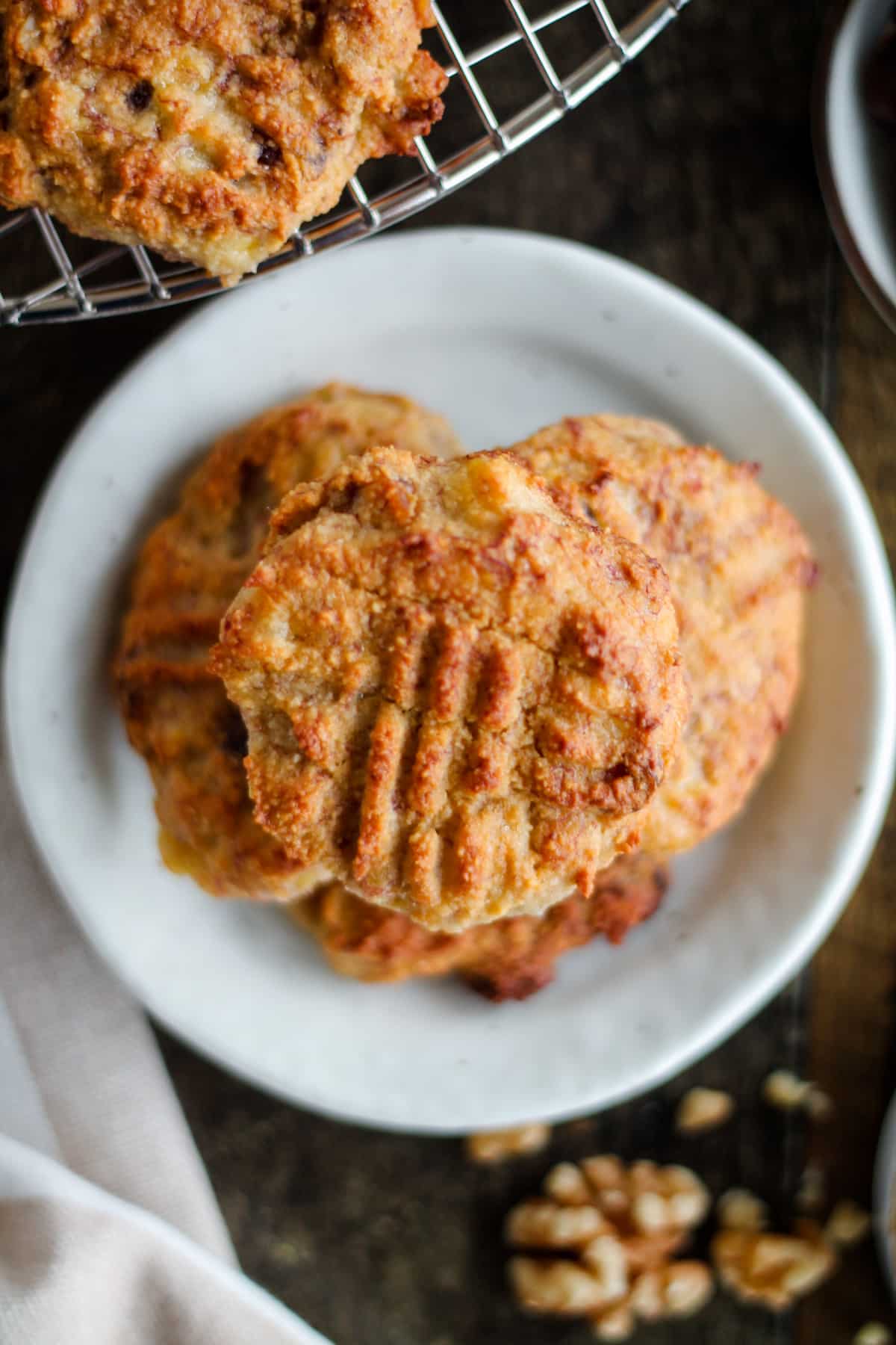 Healthy banana cookies on a plate.