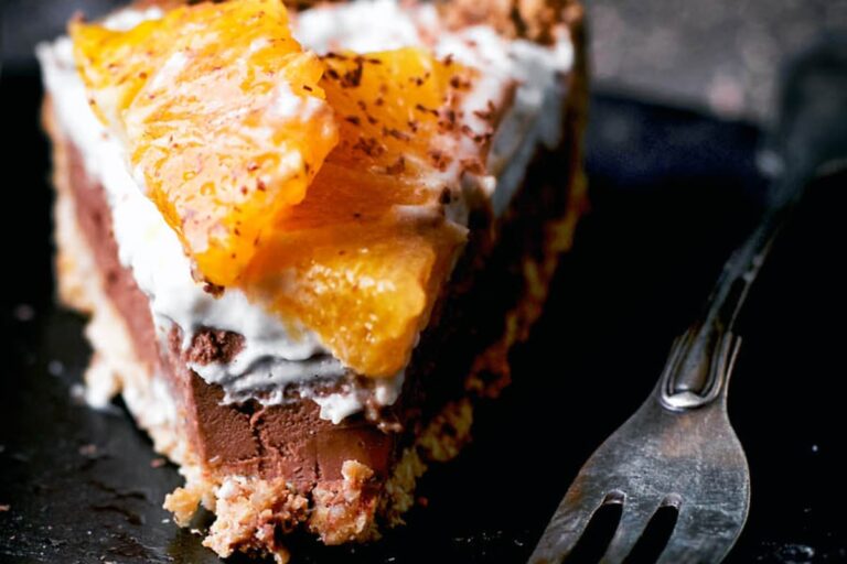 A plate of Chocolate Orange Tart.