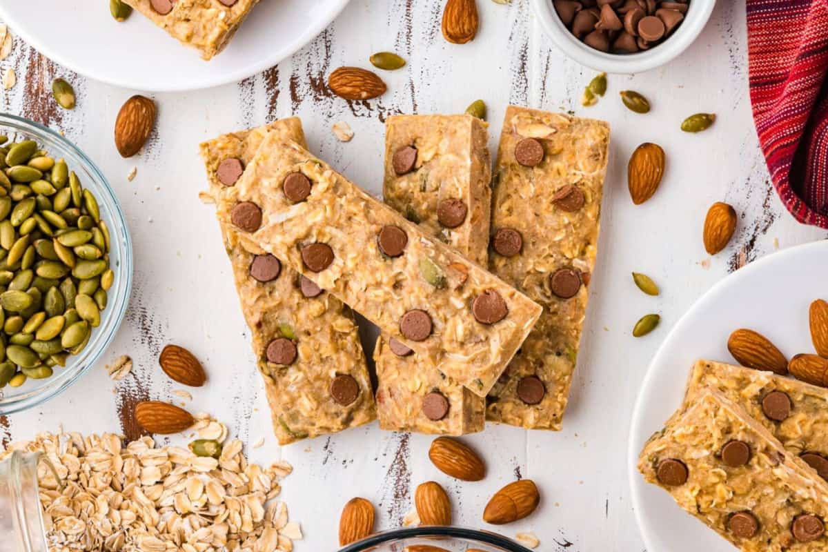 A plate of Greek Yogurt Granola Bars.