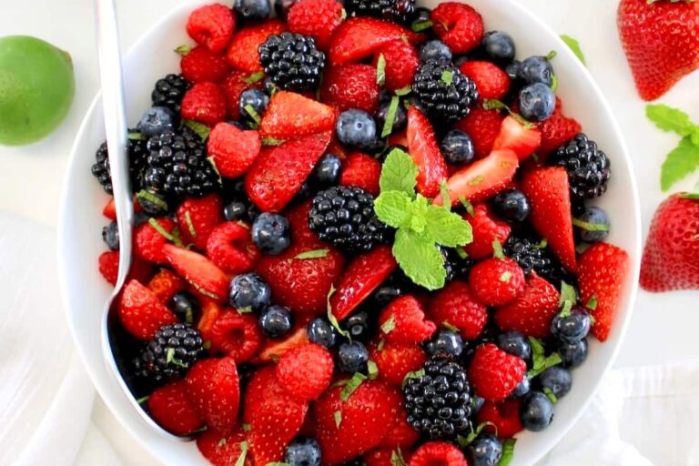 A dish of Keto Fruit Salad.