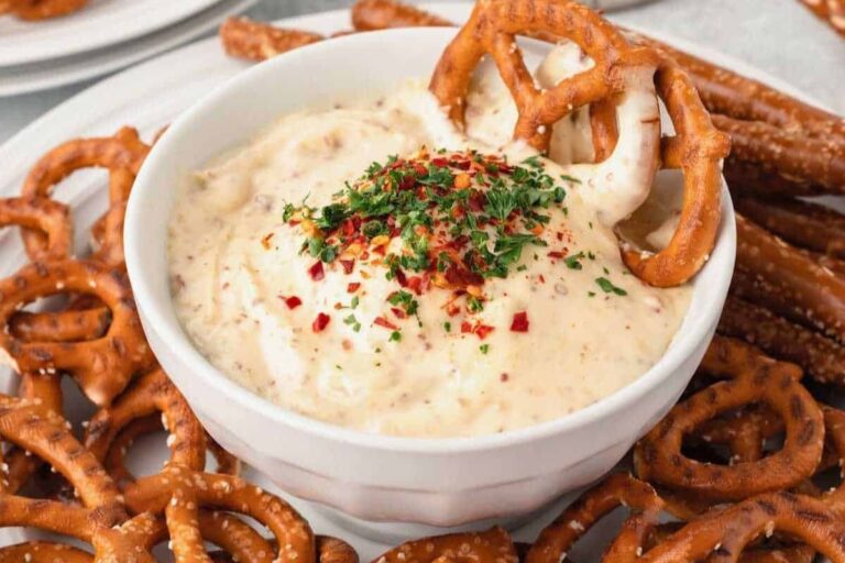 A dish of Mustard Dipping Sauce for Pretzels.
