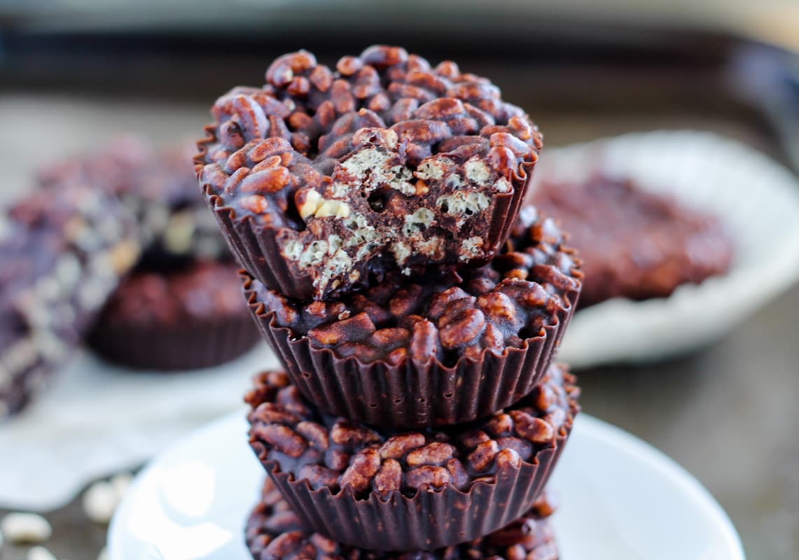 A plate of crunchy chocolate cups.