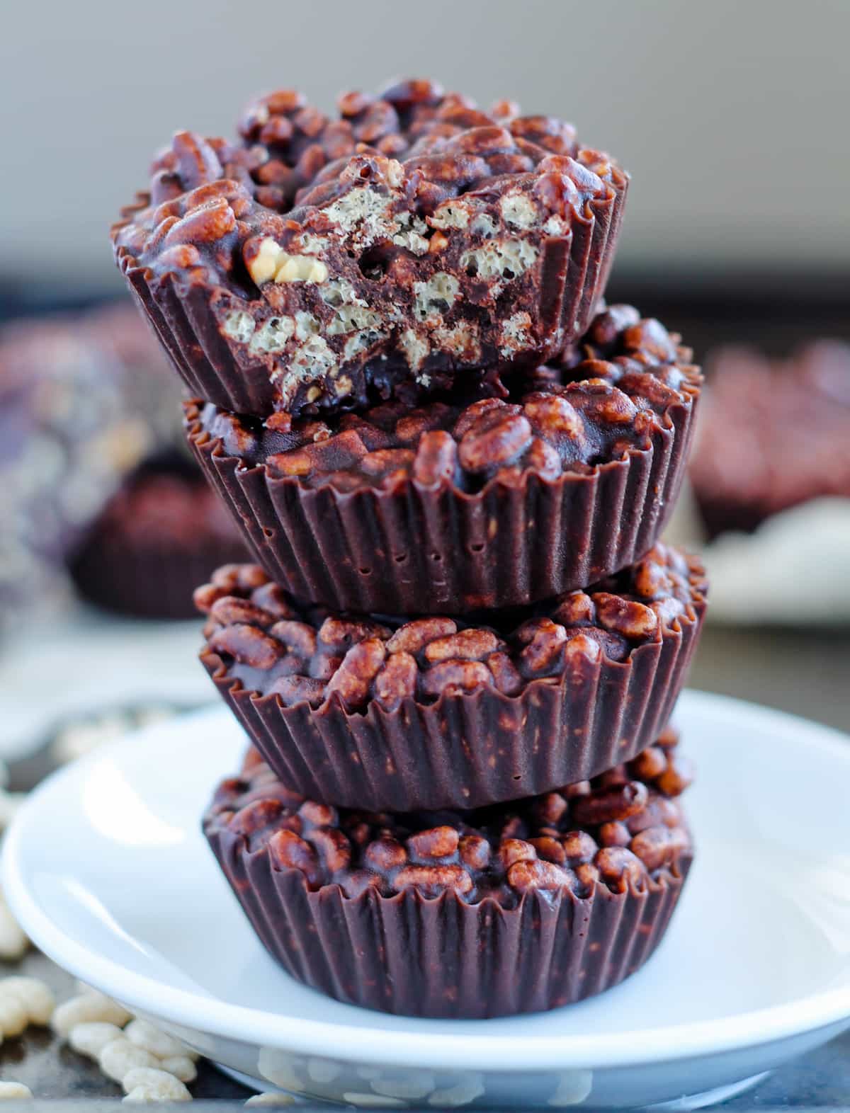A plate of crunchy chocolate cups.