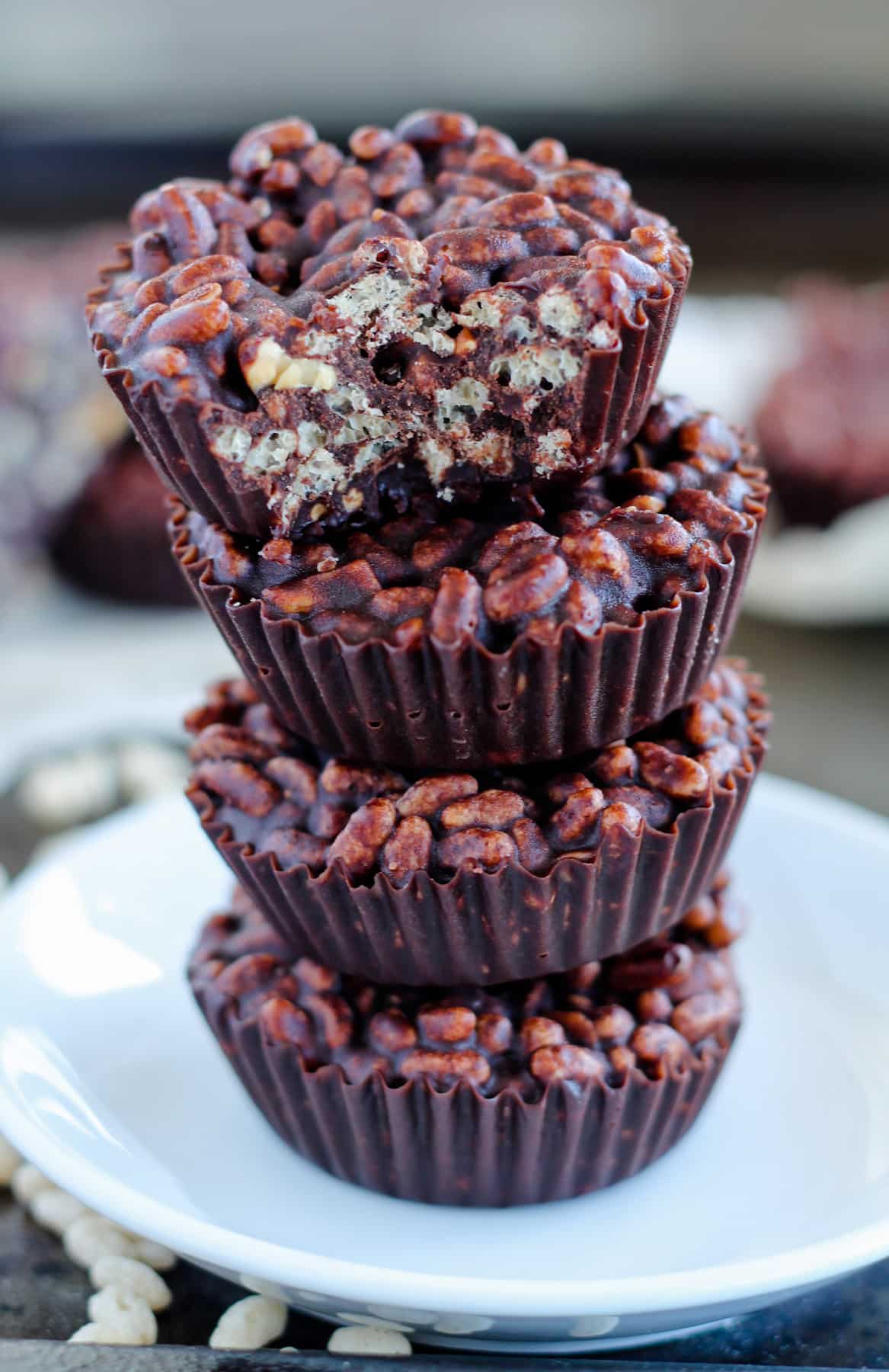 A plate of crunchy chocolate cups.